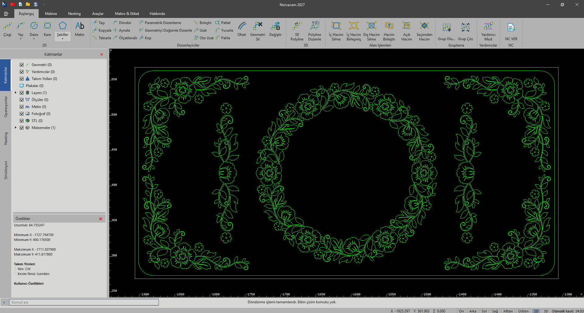 NorvaCAM güncel CAD araçları ve dekoratif panel